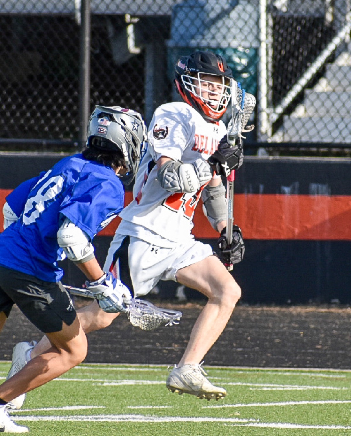 Young athlete in action during youth sports game