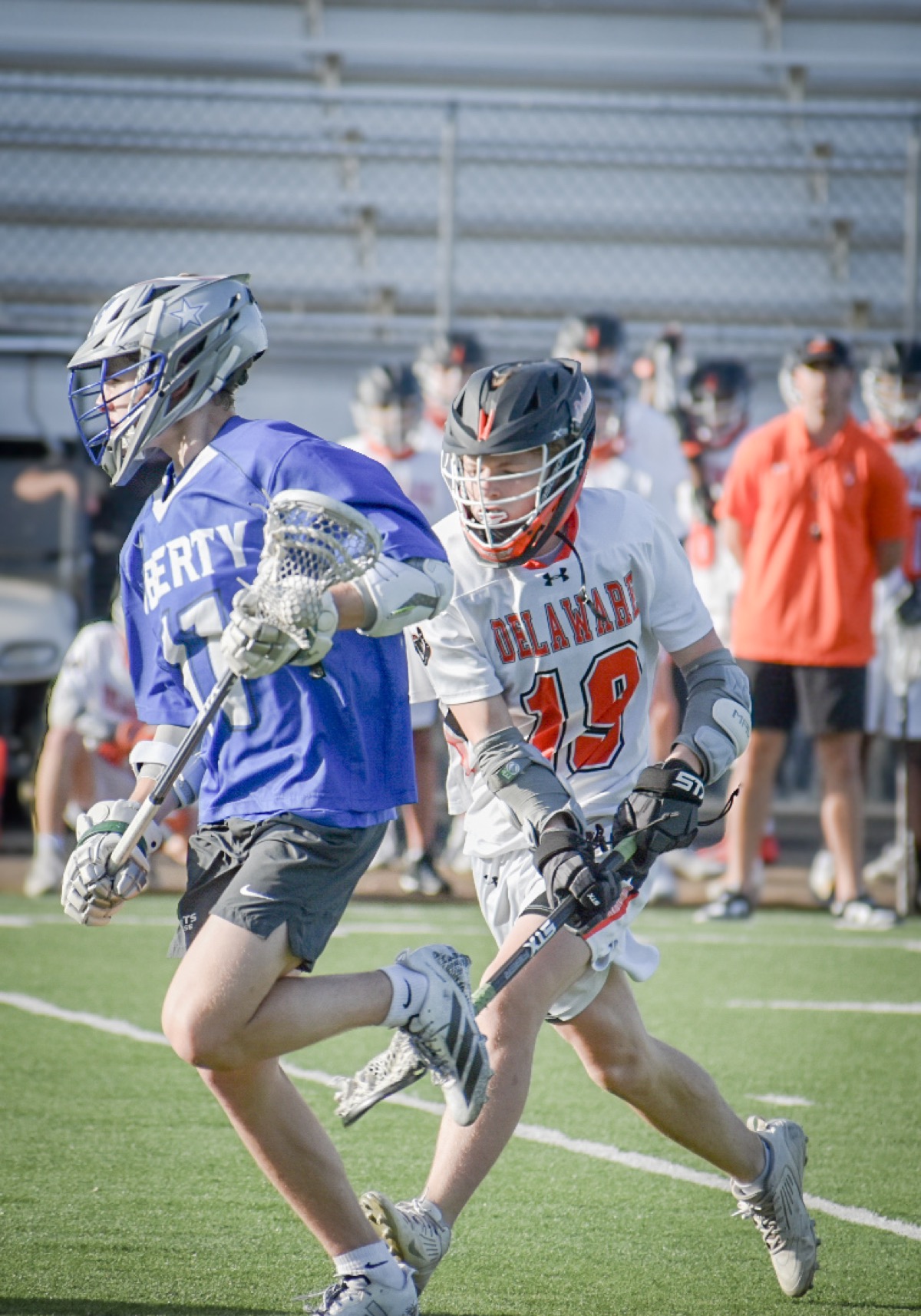 Young athlete in action during youth sports game