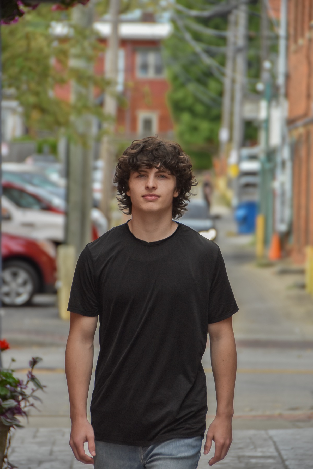 Young athlete in action during youth sports game